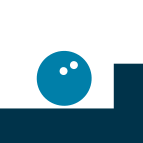 Un personnage rond sautant sur une plateforme